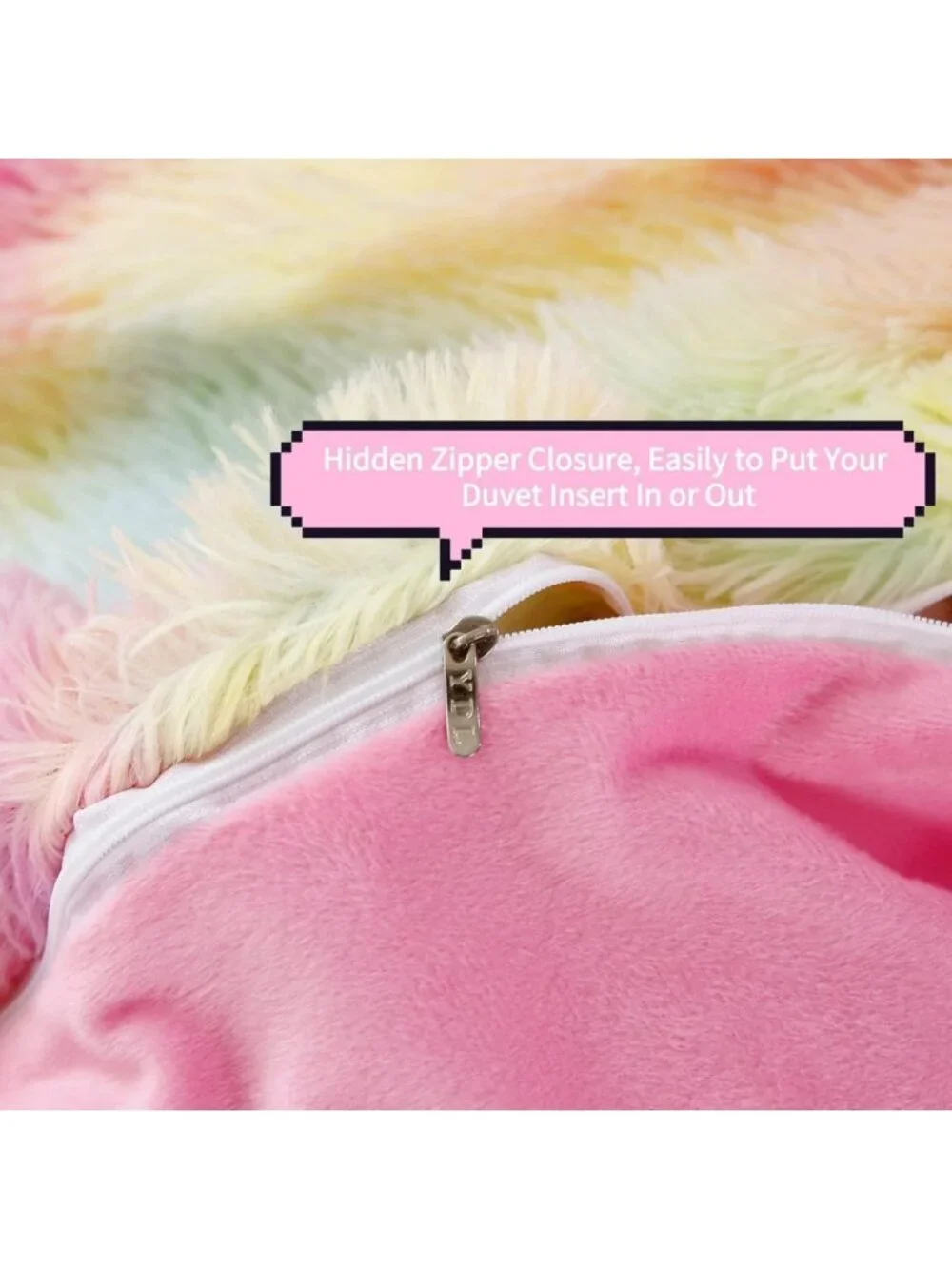 Rainbow Long Hair Twin Bedding Set - 3 Pieces, Colorful Girls' Room Decor